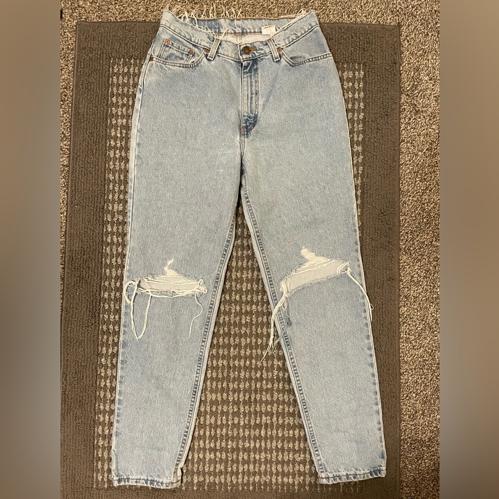 Levi's Vintage 512 Slim Fit Tapered Leg Light Blue Distressed Jeans 40/41 hip